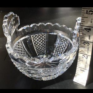 RARE Vintage ☘️ WATERFORD Crystal Hibernia BUTTER TUB BOWL  with 2 Handles /FLAW